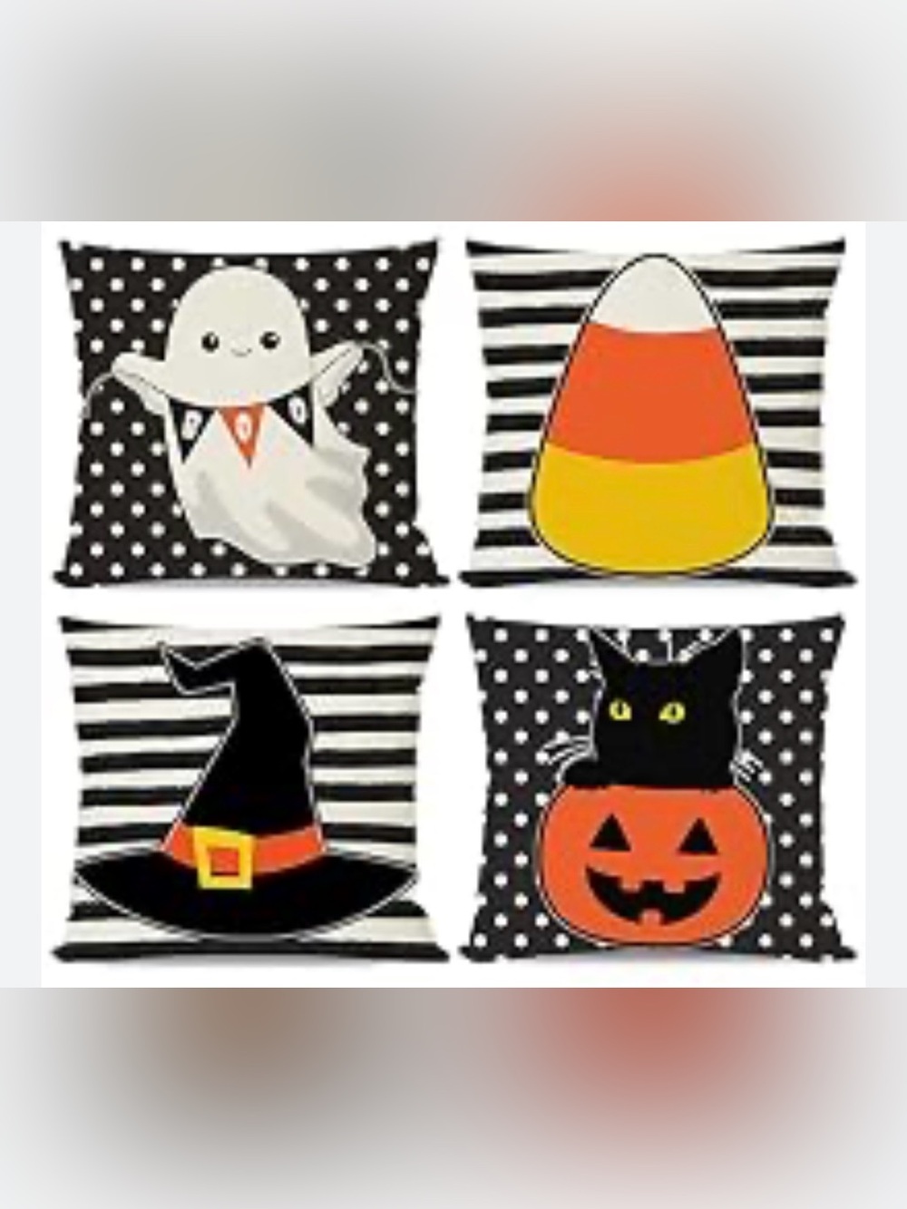 Halloween Decorative Throw Pillows 4 - Ghost, Candy Corn, Witch Hat, Black Cat
